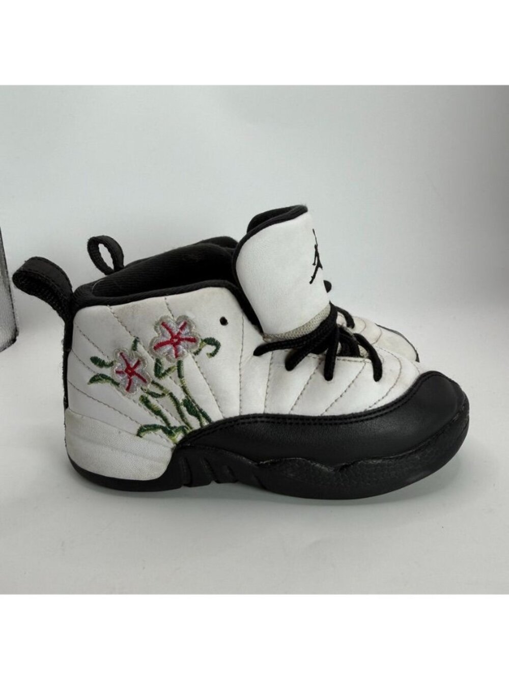 Air Jordan 12 Retro Toddler Shoes Floral Embroidery White/Black Size 9 C